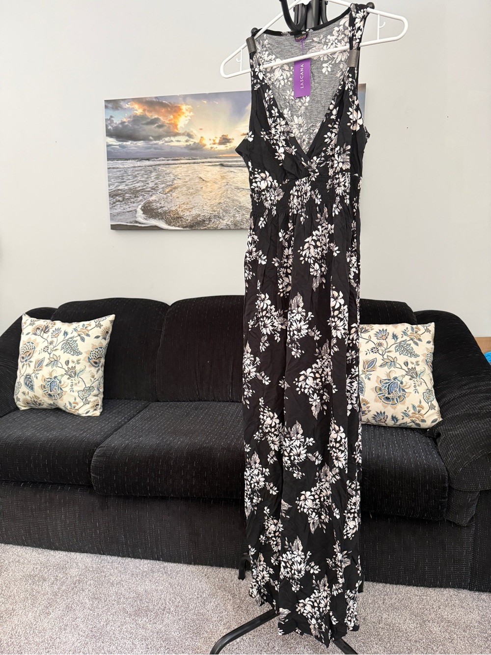 LASCANA NWT Black & White Floral Maxi Dress Size 6